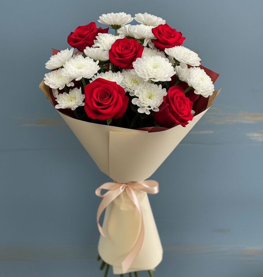 Букет цветов из: Розы и Хризантемы в Ковылкино