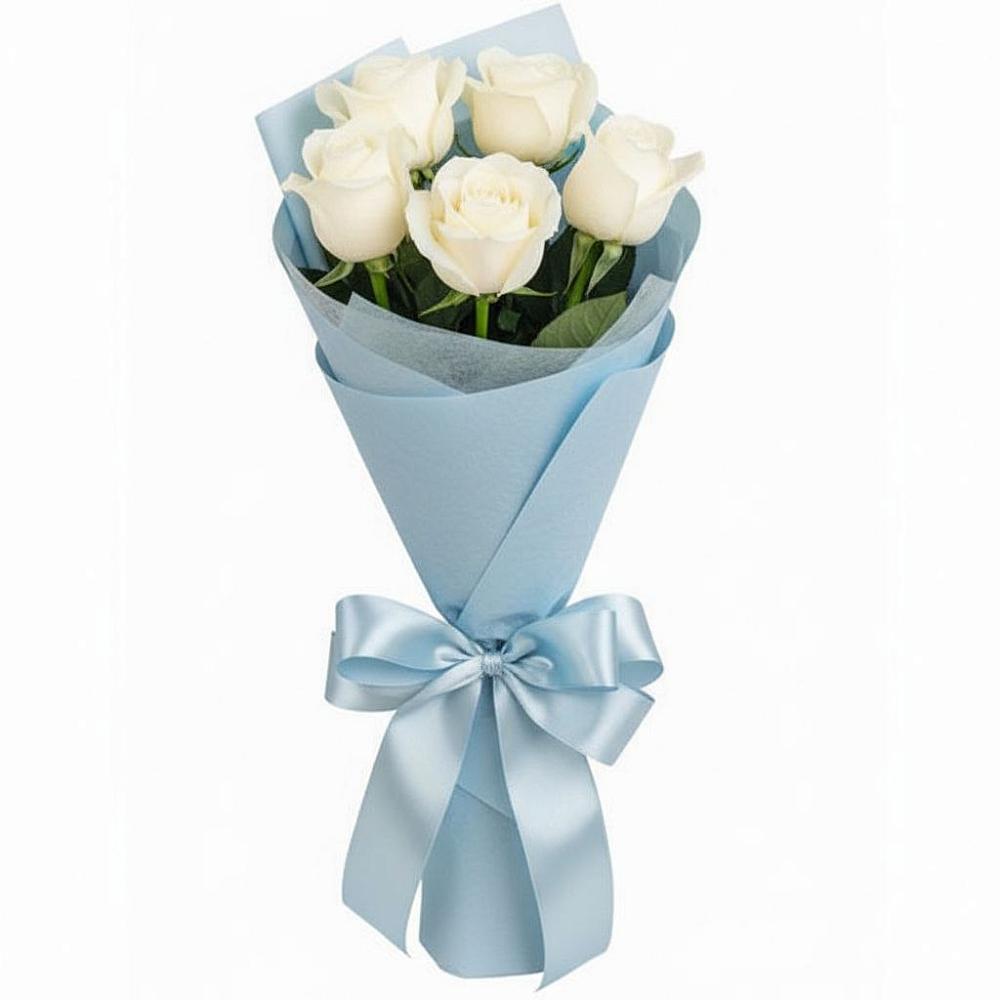 Букет 5 Белых роз Проуд в Ковылкино