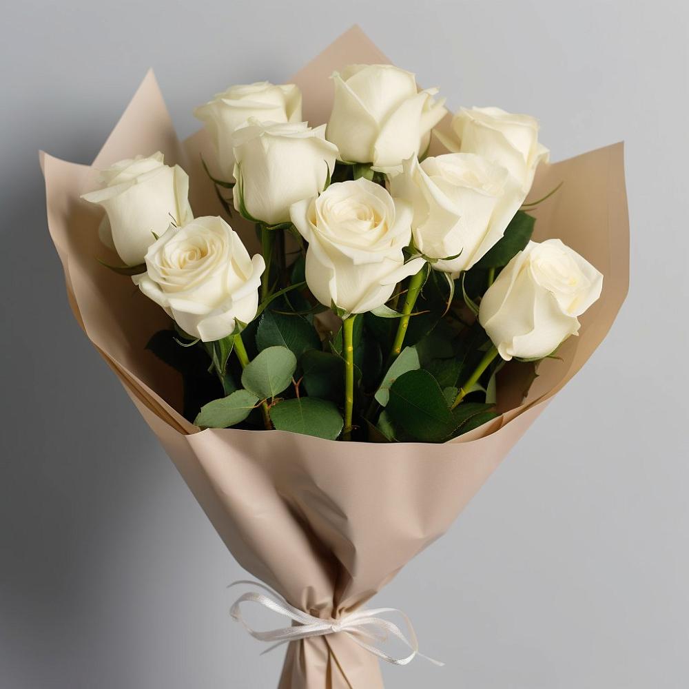Букет 9 Белых роз Эдлесс Лав в Ковылкино