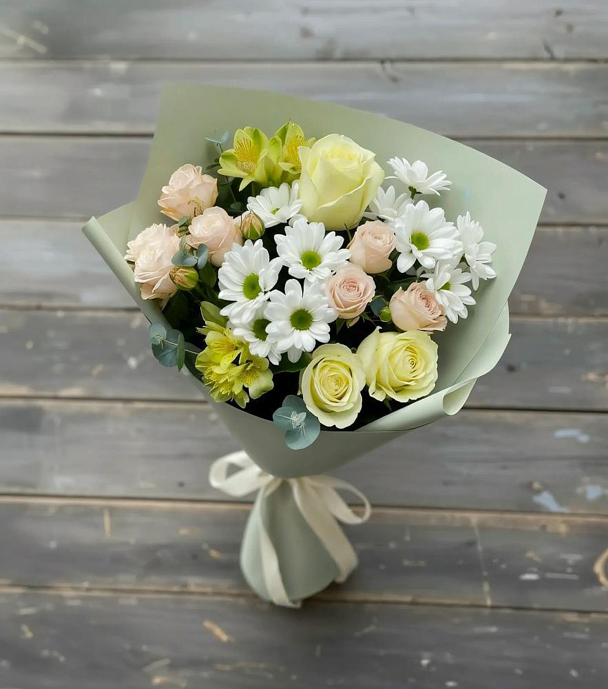 Букет цветов из: Альстромерии, Розы и Хризантемы в Ковылкино