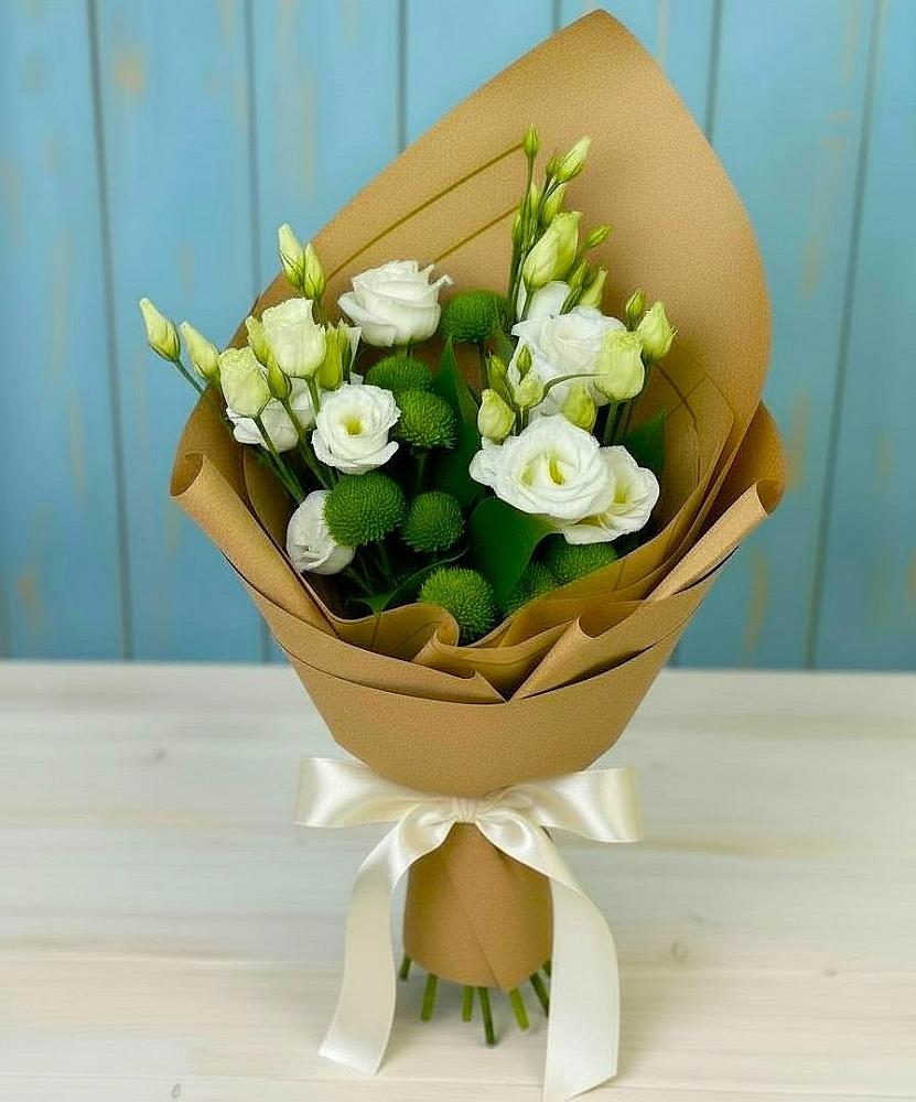 Букет цветов из: Хризантемы и Лизиантусы в Ковылкино