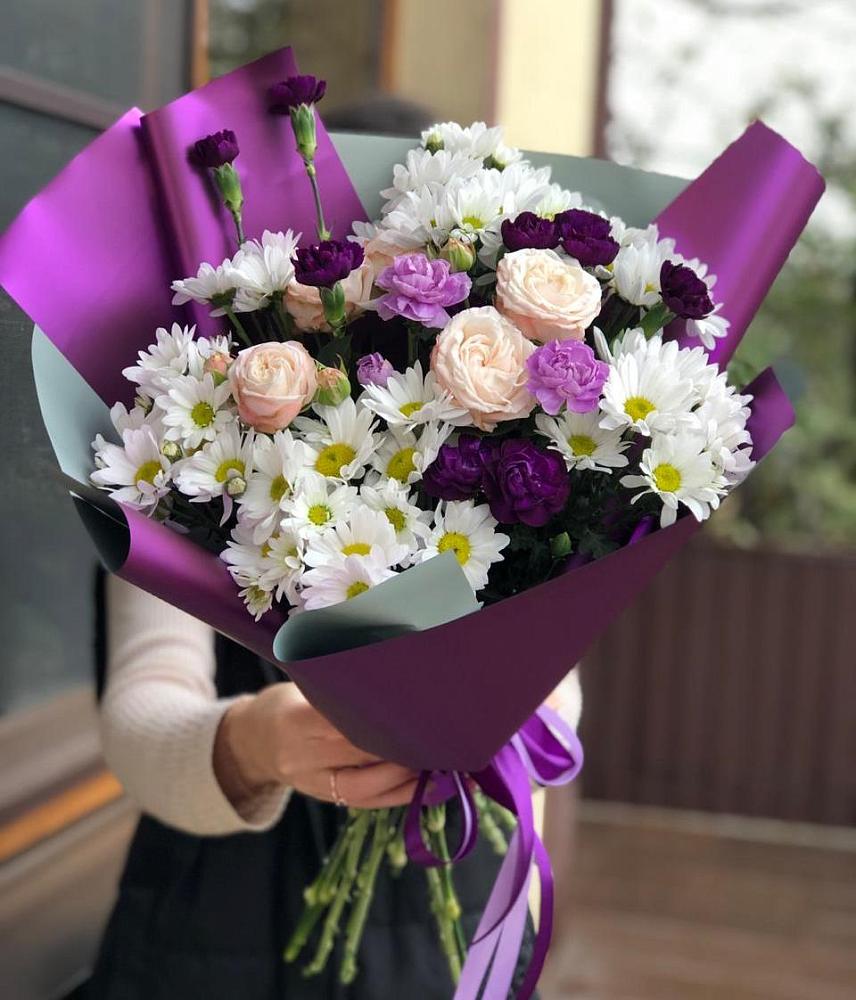 Букет цветов из: Хризантемы, Гвоздики и Розы в Ковылкино