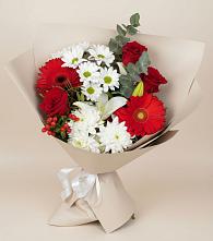 Букет цветов из:  Розы, Хризантемы, Герберы и Лилии в Ковылкино