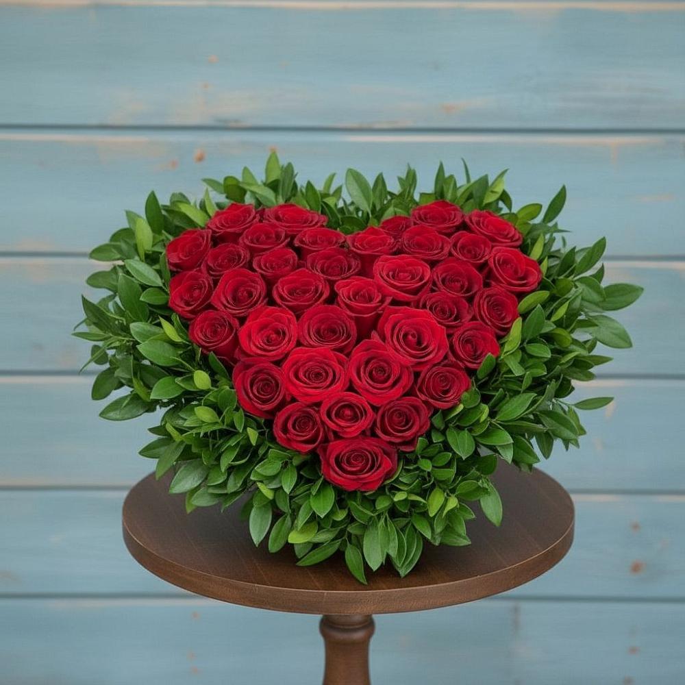 Цветочная композиция из Розы в виде сердца в Ковылкино