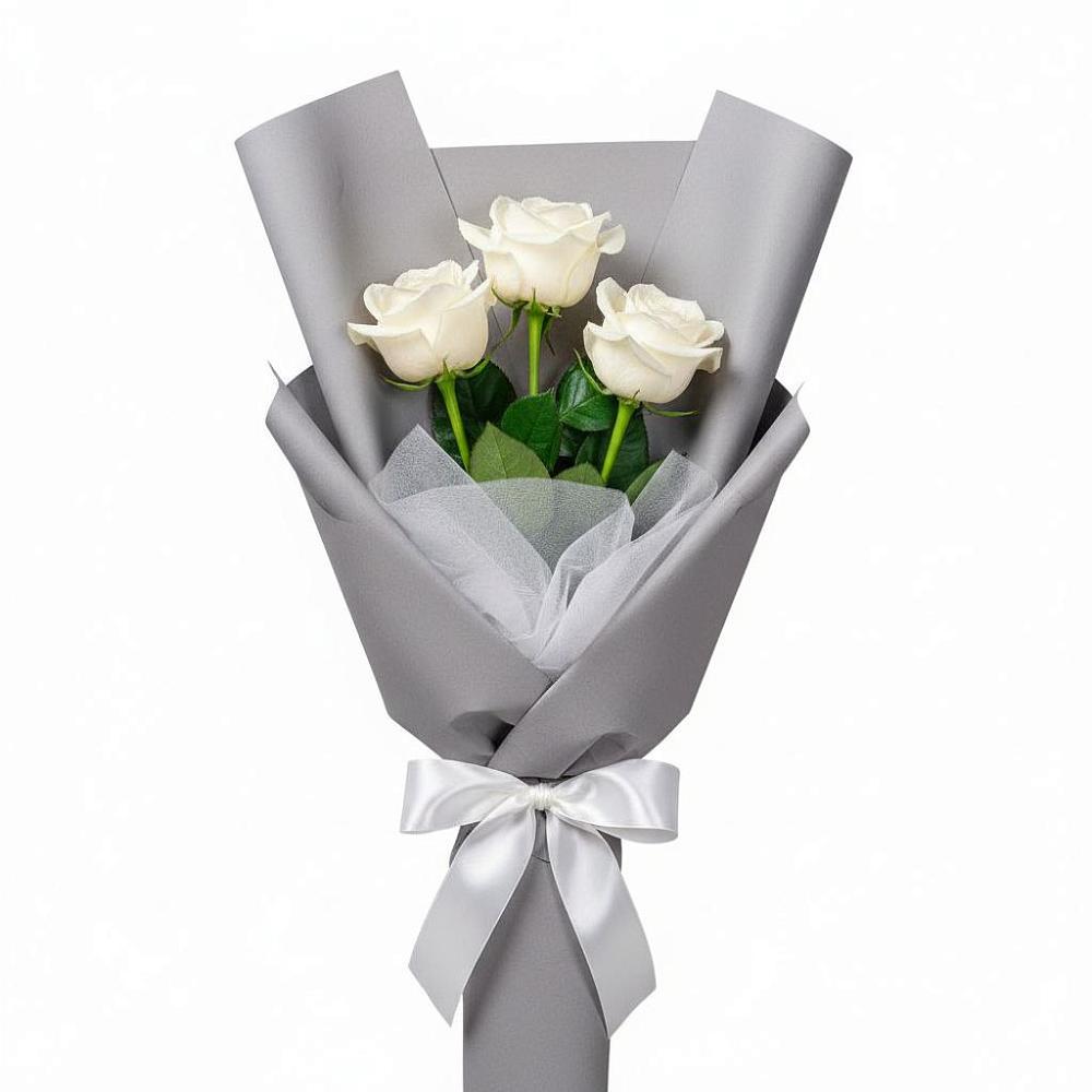 Букет 3 белые розы в Ковылкино
