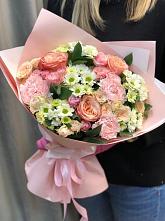 Букет нежные объятья в Ковылкино Букет цветов из: Гвоздики, Розы и Хризантемы в Ковылкино