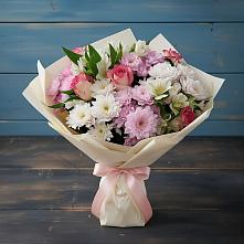 Букет цветов из:  Хризантемы, Альстромерии и Розы в Ковылкино