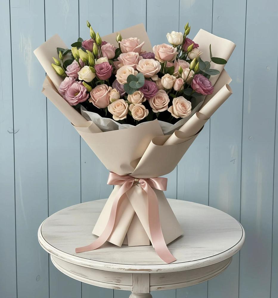 Букет цветов из: Розы и Лизиантусы в Ковылкино