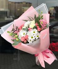 Букет цветов из:  Розы, Лизиантусы и Хризантемы в Ковылкино