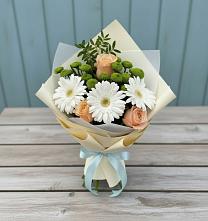 Букет цветов из:  Герберы, Розы и Хризантемы в Ковылкино