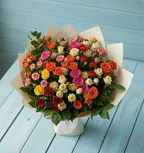 Букет Микс из разноцветных кустовых роз в Ковылкино